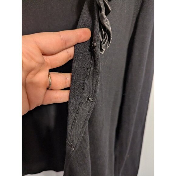 j mclaughlin womens large black long sleeve cardigan dressy satin ruffles - Picture 3 of 9